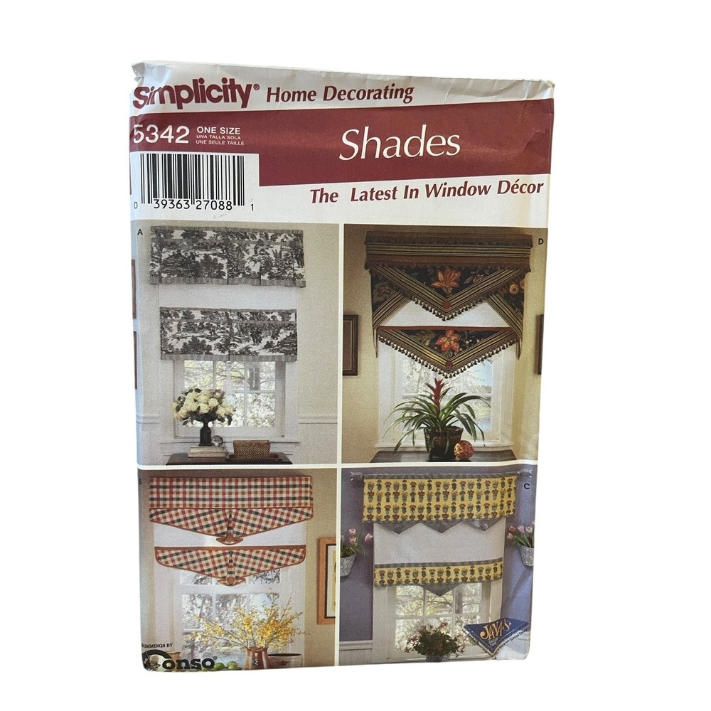 Simplicity 5342 Window Shade Home Decorating Pattern One Size UNCUT FF